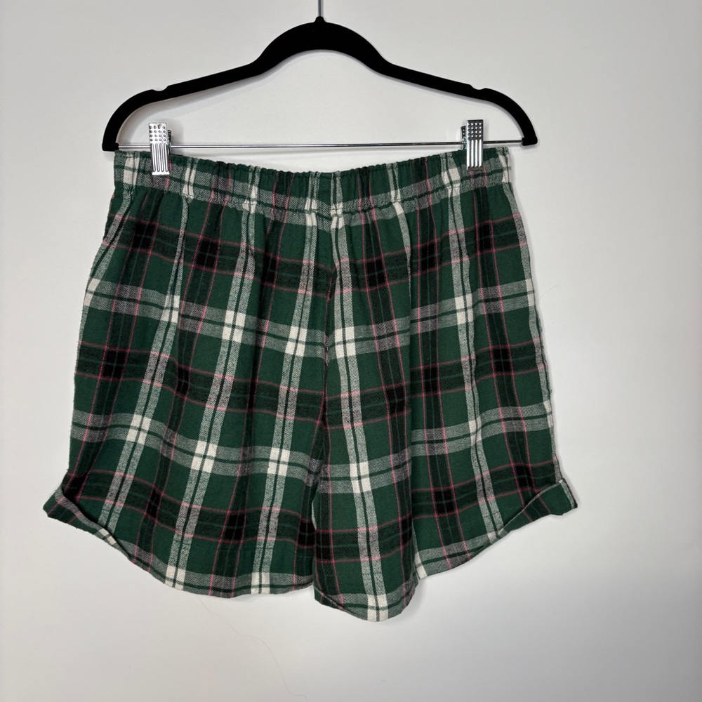 Intimately Free People Flannel Green Plaid Boxer Lounge Shorts Size Large - Picture 4 of 8